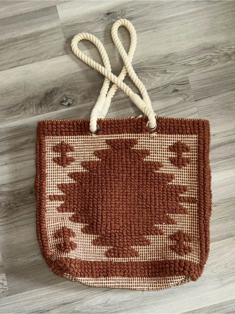 Grace Lace Coastal Rope Tote Bag Rustic Nautical Beach Cabincore Boho Textured